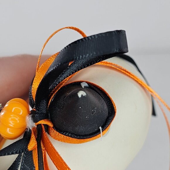 Vintage Hand Painted Halloween Jack O Lantern Wall Decor Ribbons Pumpkin Signed - Picture 8 of 8